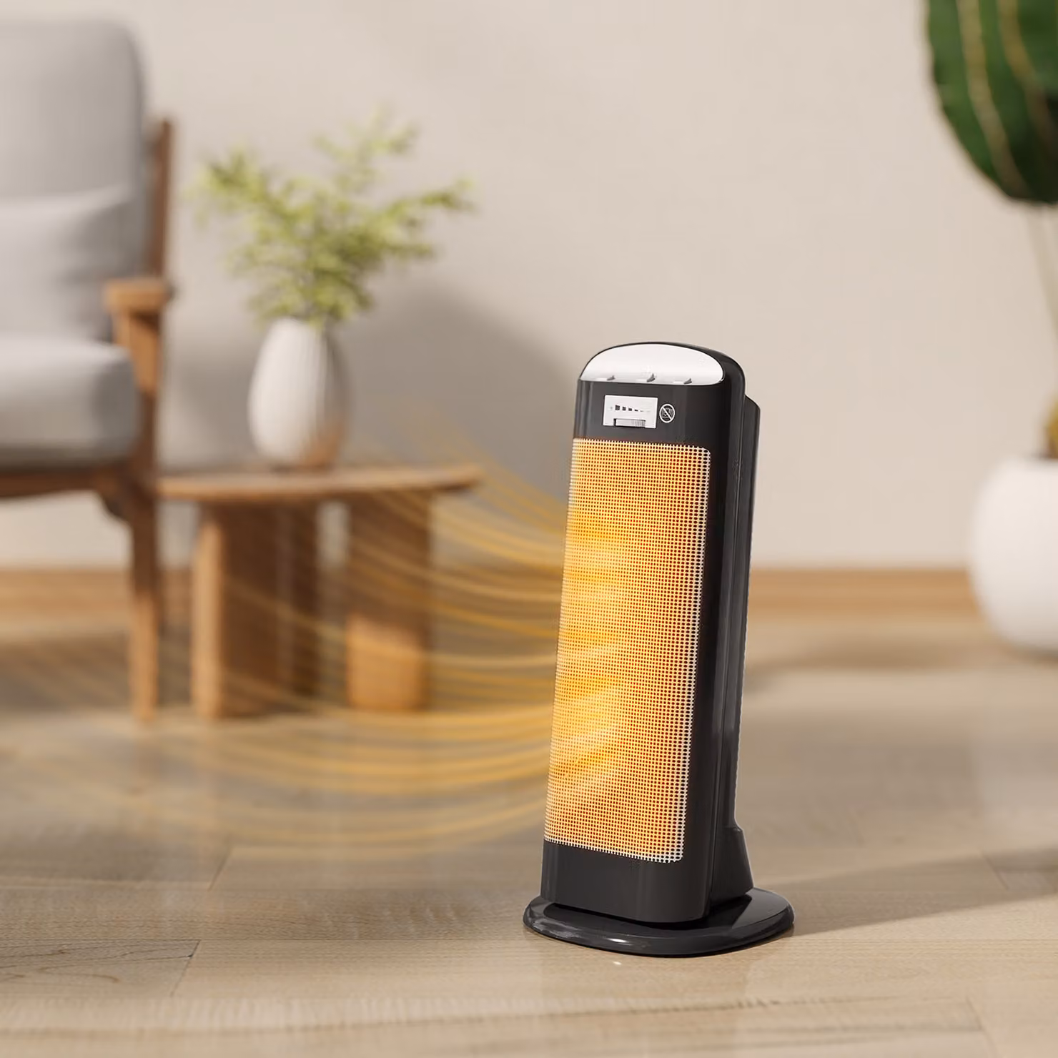 HOMCOM 2000W Ceramic Fan Electric Space Heater with Adjustable Thermostat and Oscillation in Black – 2