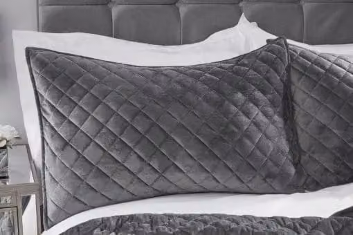 New Edge Blinds Banbury Grey Velvet Quilted Bedspread and Pillow Shams Set – 2