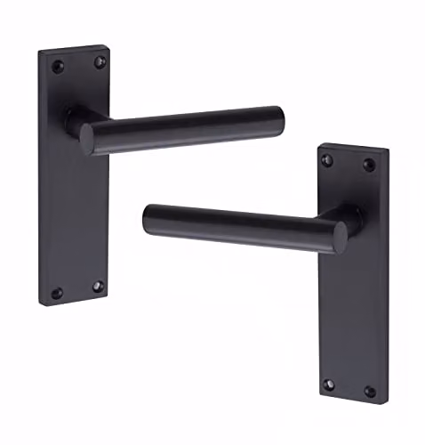 Golden Grace Straight T-Bar Lever Backplate Latch in Matt Black, 1 Pair – 2