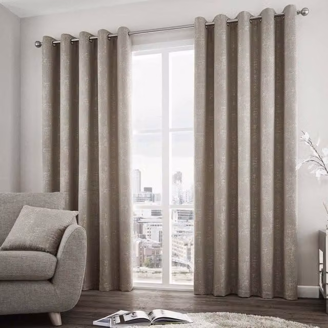 Terrys Solent Lined Ready Made Eyelet Curtains in Stone