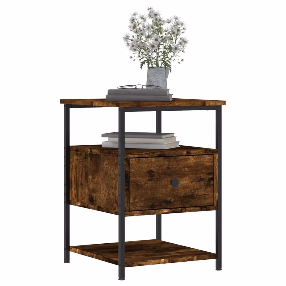 Berkfield Home Set of 2 Smoked Oak Bedside Cabinets, Brown, W/D/H: 40 x 42 x 56 cm – 3