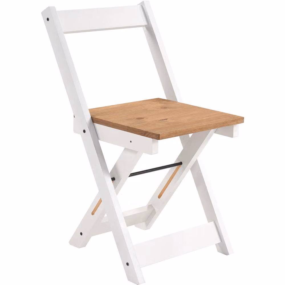 Seconique Santos Folding Dining Chairs, Set of 2, White and Distressed Waxed Pine – 2