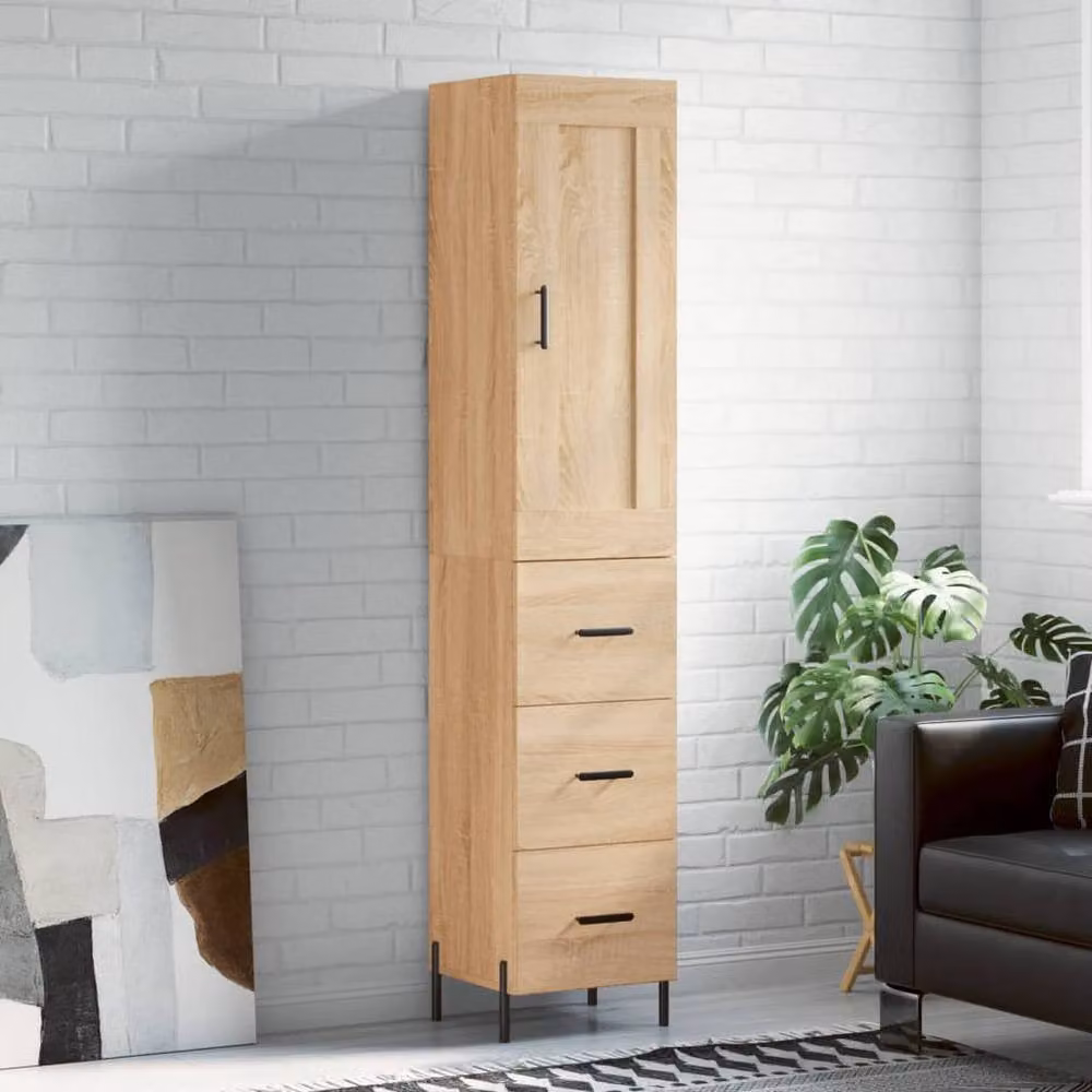 Berkfield Home Sonoma Oak Highboard in Brown, W/D/H: 34.5 x 34 x 180 cm – 2
