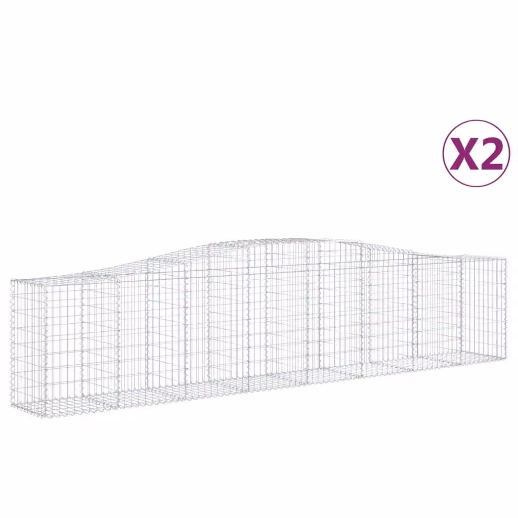 Berkfield Home Arched Gabion Baskets, 2 Piece Set, Silver Galvanised Steel, W: 400 cm, D: 50 cm, H: 80-100 cm – 2