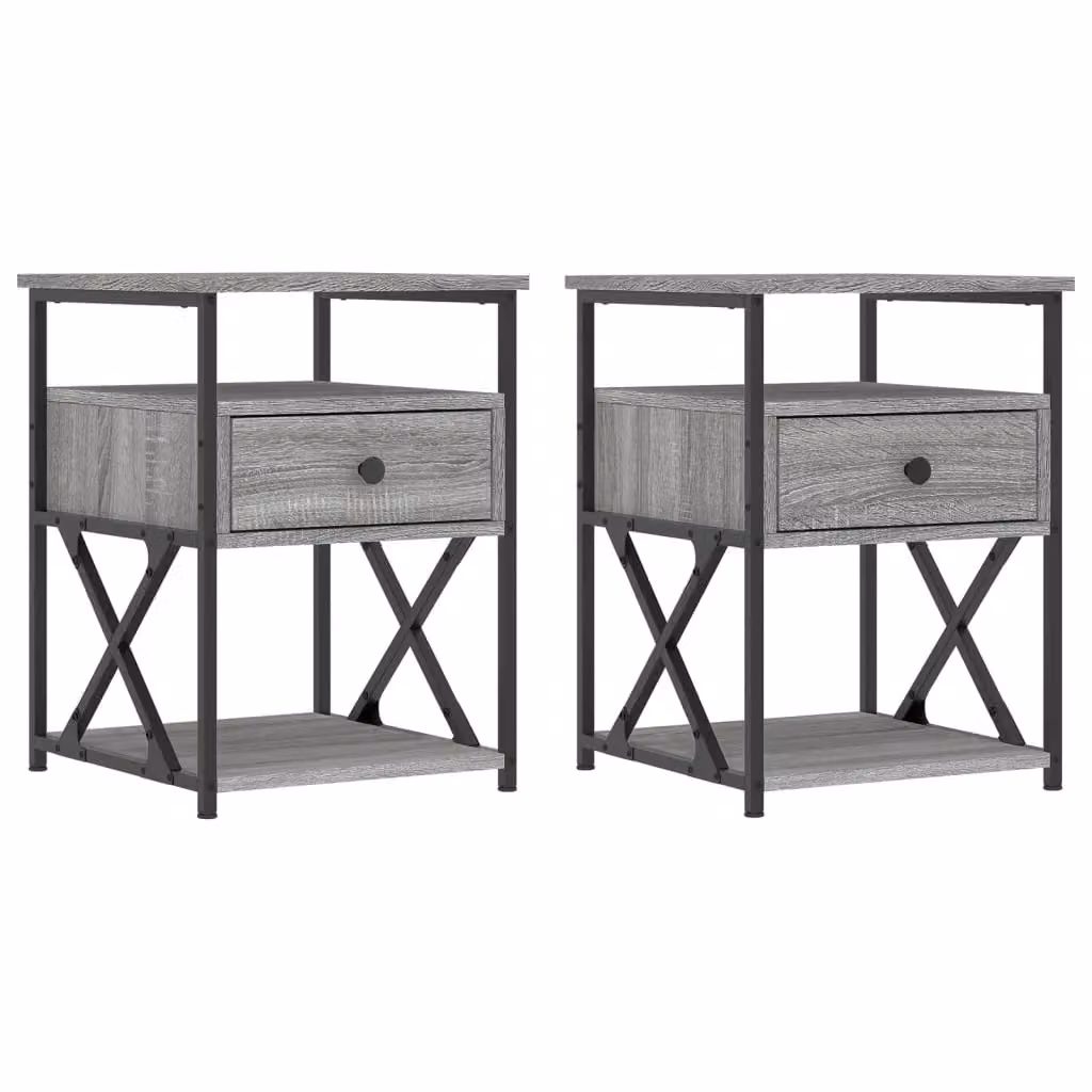 Berkfield Home Set of 2 Grey Sonoma Bedside Cabinets, W/D/H: 40 x 42 x 55 cm – 2