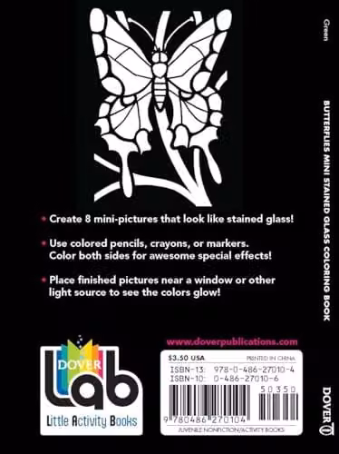 Dover Little Butterflies Stained Glass Colouring Book – 2
