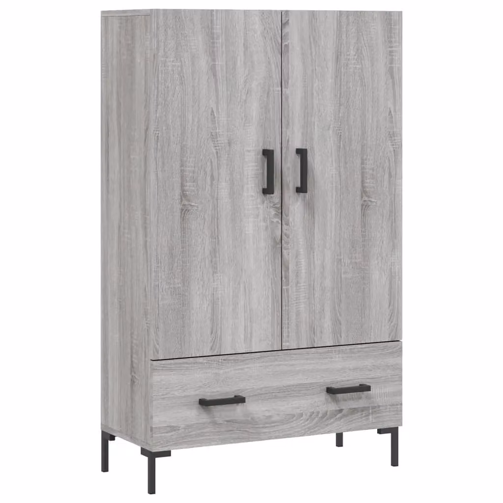 Berkfield Home Grey Sonoma Modern Highboard with Hinged Doors and Internal Shelves, W: 69.5 cm, D: 31 cm, H: 115 cm – 2