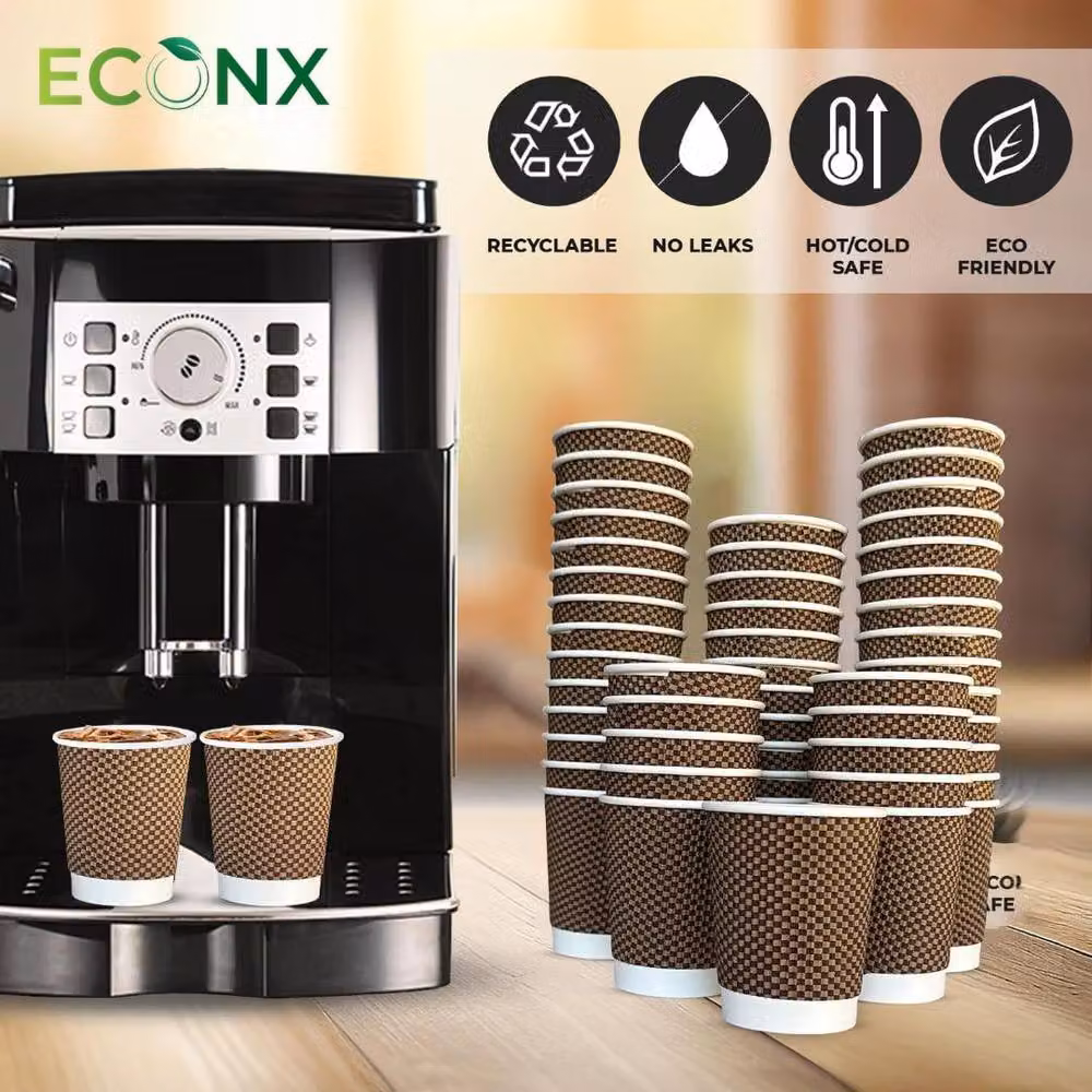 MANTRARAJ 500 Pack Disposable 3-Ply Brown Paper Coffee Cups, 8oz – 6