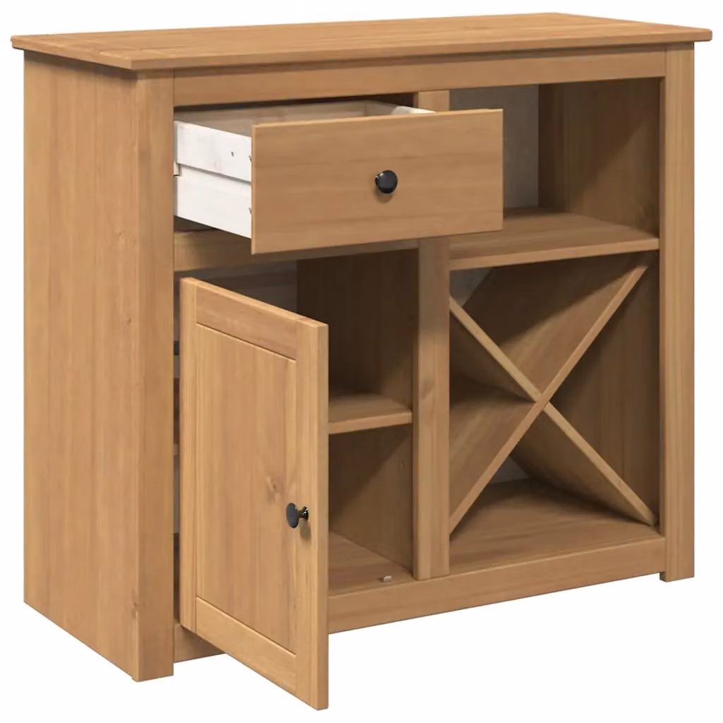Berkfield Home Panama Sideboard with Drawer in Brown Solid Pine Wood, W/D/H: 93 x 40 x 80 cm – 3