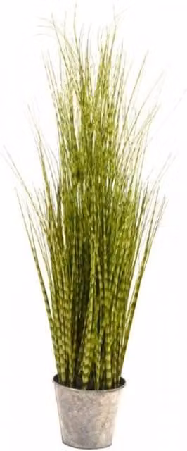Marco Paul Large Artificial Faux Zebra Grass Tabletop Plant in Green and Silver