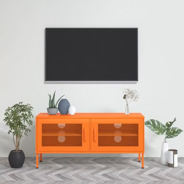 Berkfield Home Orange Metal TV Cabinet W: 105 cm, D: 35 cm, H: 50 cm – 1