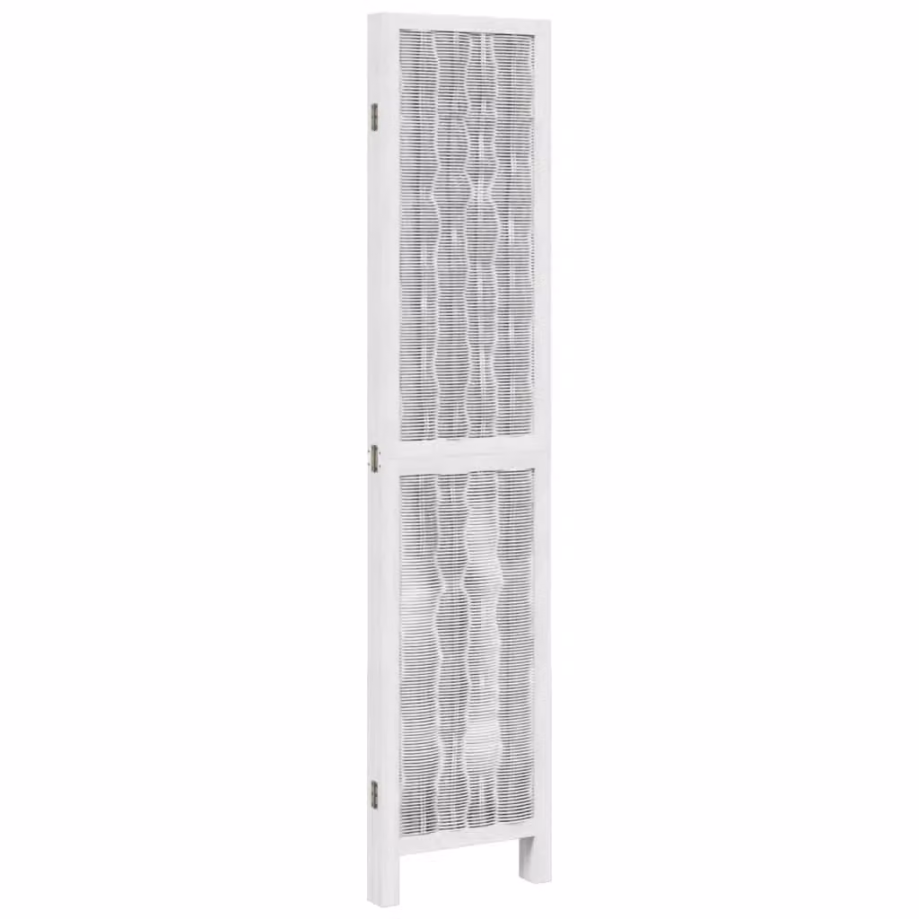 Berkfield Home 4-Panel Room Divider in White Solid Paulownia Wood – 2