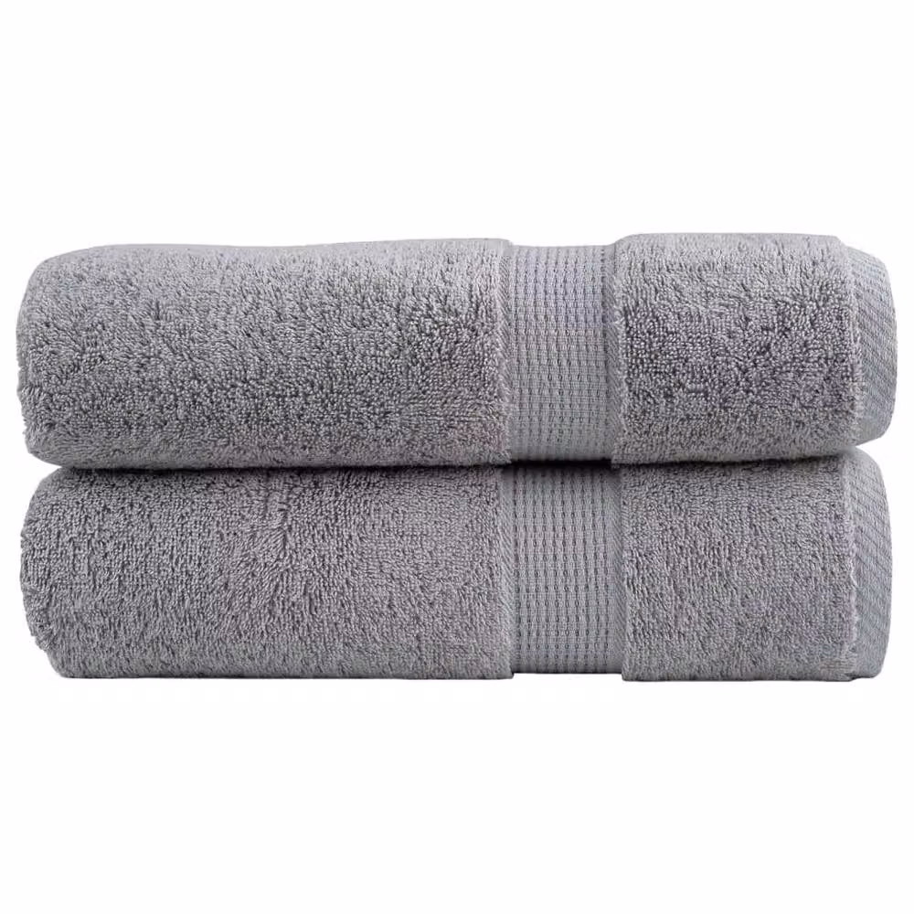 Berkfield Home SOLUND Premium Cotton Terry Shower Towels, 2 Pack, Grey, W: 70 cm, L: 140 cm, 600gsm – 2