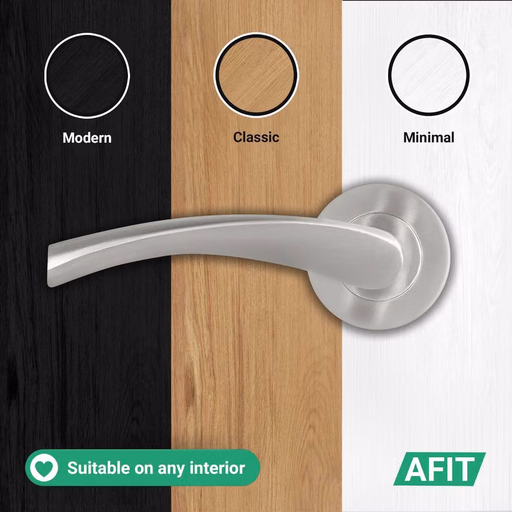 AFIT Novi Satin Nickel Internal Twist Door Handles with Latch, 5 Pack, Silver, W: 15 cm x H: 15 cm – 6
