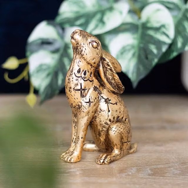 Gloriously Good Midnight Hare Gold Animal Ornament