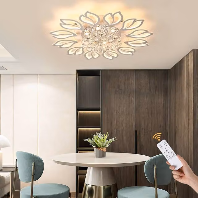 NIVOR 12 Light Dimmable LED Flush Mount Ceiling Light with Remote Control, White – 1