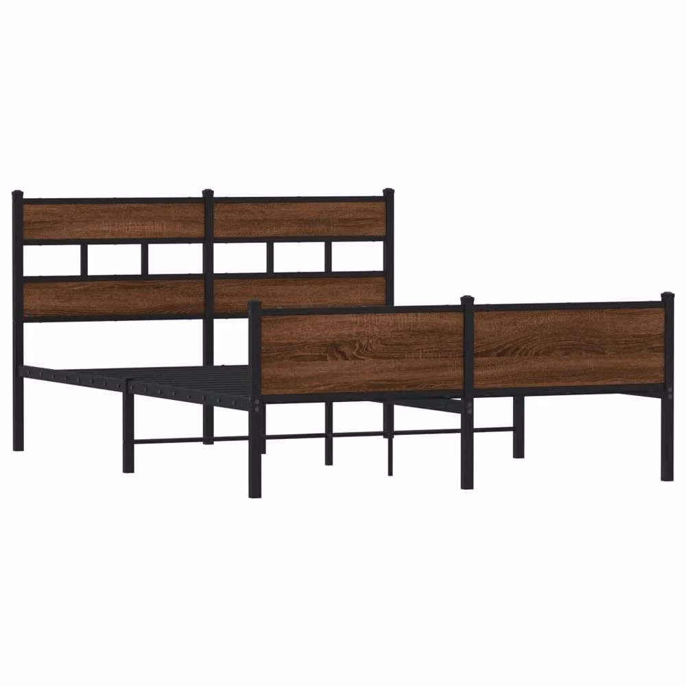 Berkfield Home Metal Bed Frame in Brown Oak, W/D/H: 160 x 200 cm – 3