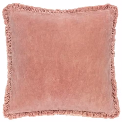 Yard Bertie Cotton Velvet Square Cushion in Pink, 45 x 45 cm