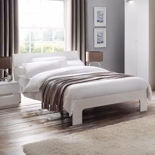 Julian Bowen Manhattan High Gloss Bed Frame, White, W/D/H: 180 x 200 x 86 cm
