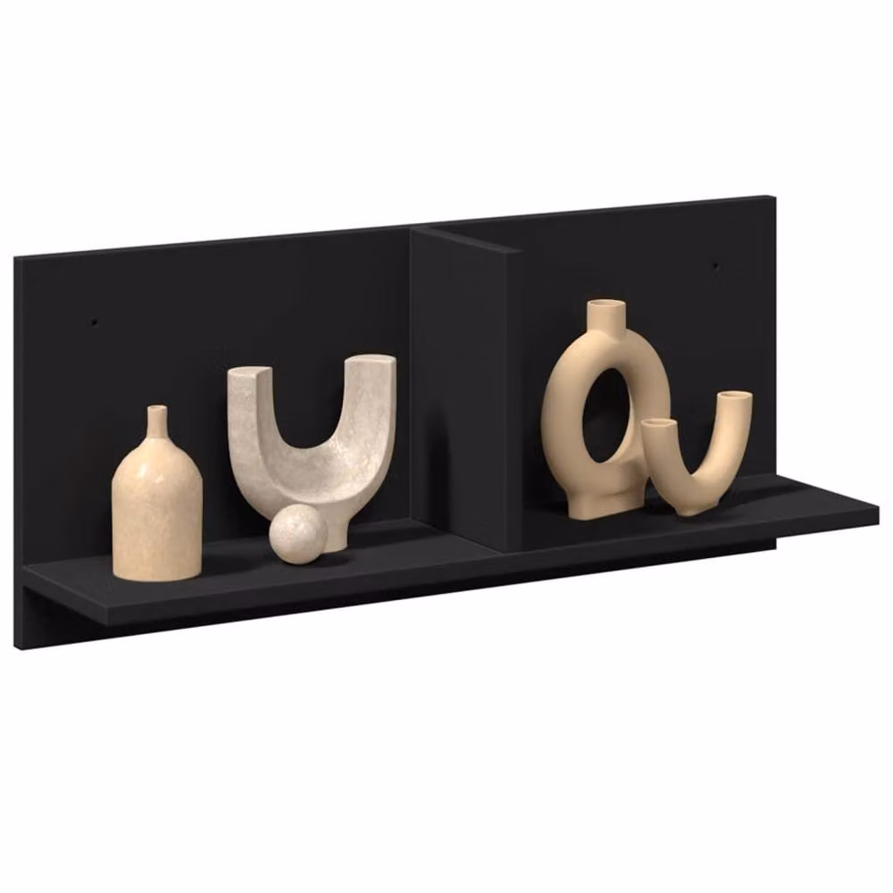 Berkfield Home Wall Mounted Cabinet in Black Matt MDF, W: 70 cm, D: 16.5 cm, H: 30 cm – 2