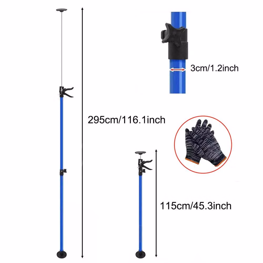 SPETLEK 2x Adjustable Metal Drywall Support Props in Blue, Height: 115-290 cm – 2