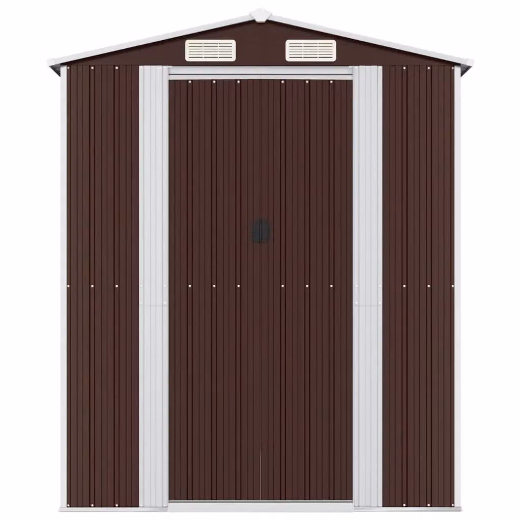 Berkfield Home Garden Shed in Dark Brown, Galvanised Steel, W/D/H: 192 x 274 x 223 cm – 3