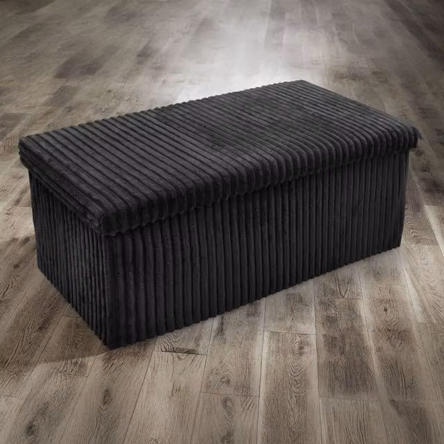 Home Republic Black Fabric Cord Storage Box with Lid, W/D/H: 76 x 38 x 38 cm