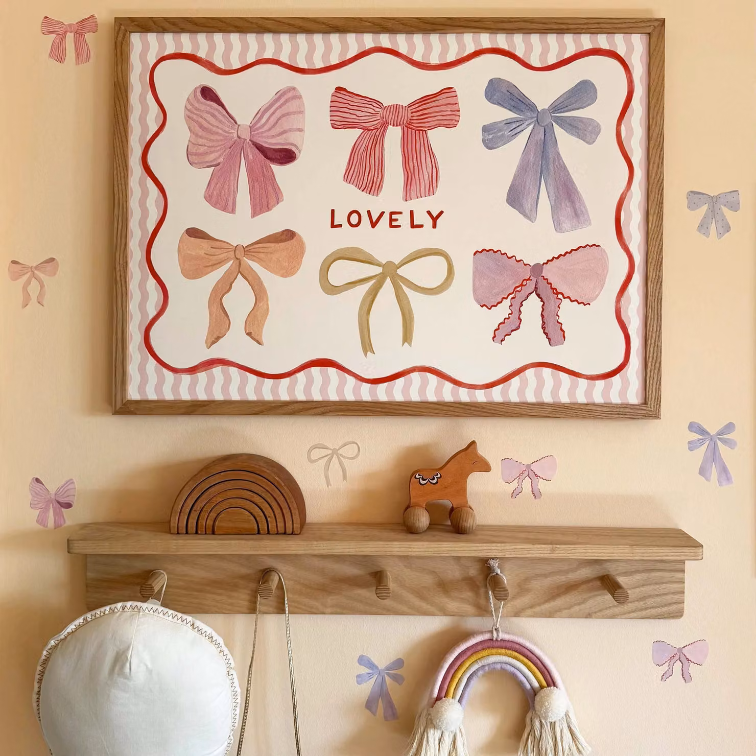 Kid of the Village Lovely Bows Fine Art Print, Pink, W: 50 cm, H: 70 cm – 2