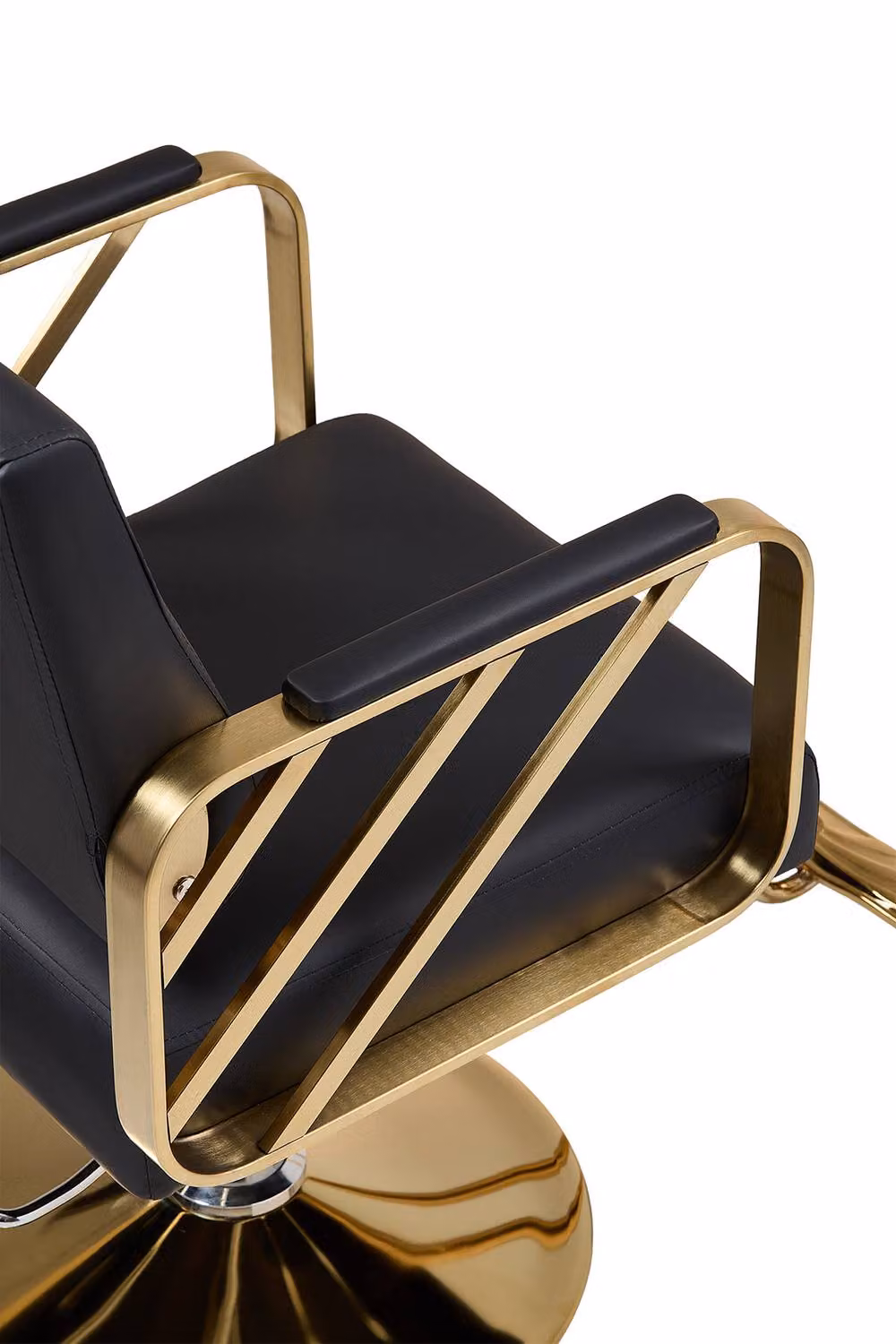 Living and Home Modern Salon Barber Chair with Swivel and Adjustable Height in Black and Gold – 5