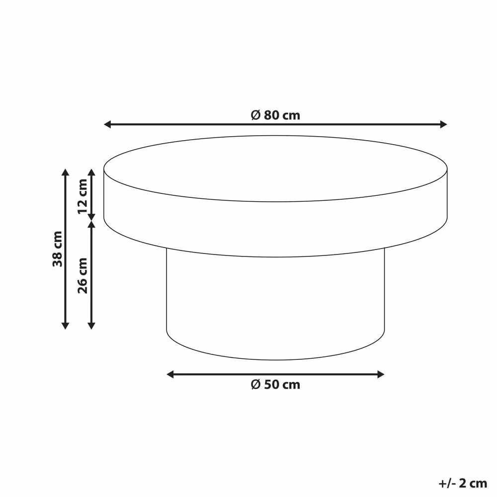 Wyld and Coco Round Coffee Table in Brown with MDF Top, Diameter: 80 cm, Height: 38 cm – 4
