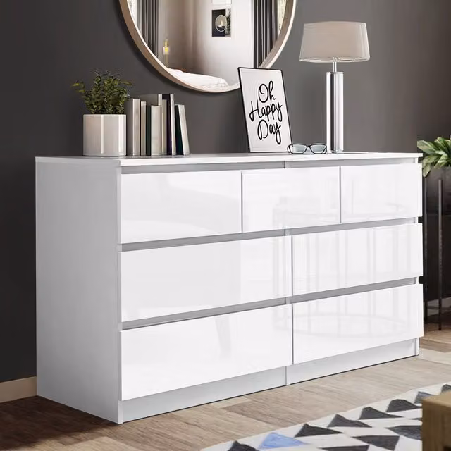 SquareBoxx Fairfield Minimalist 7 Drawer Gloss Chest of Drawers in White – 1