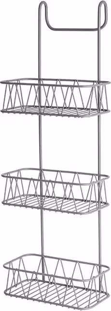Nordara 3 Tier Metal Wall Mount Bathroom Shower Caddy in Grey