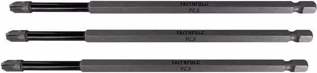 Faithfull Pozidriv Impact Screwdriver Bits, Multi Colour