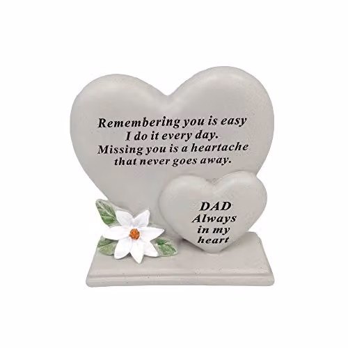 David Fischhoff White Lily Double Heart Condolence Plaque in Beige and White