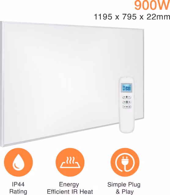 Mirrorstone Nexus Wi-Fi Infrared Heating Panel, White, W: 119.5 cm, H: 79.5 cm