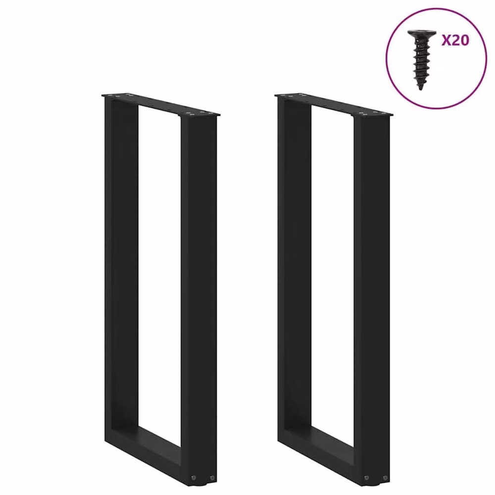 Berkfield Home U-Shaped Steel Coffee Table Legs, 2 Pieces, Black, H: 90-91 cm x W: 40 cm – 1