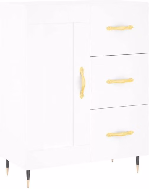 Berkfield Home White Classic Sideboard in MDF, W/D/H: 69.5 x 34 x 90 cm