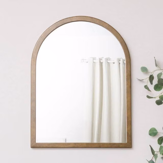 Melody Maison Bronze Framed Arched Rustic Wall Mirror, W: 60 cm, H: 80 cm – 1