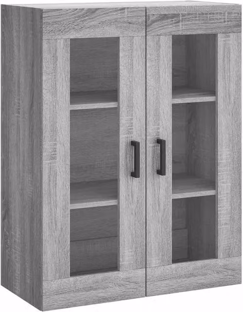 Berkfield Home Wall Mounted Grey Sonoma Cabinet with Glass Doors W/D/H: 69.5 x 34 x 90 cm – 1