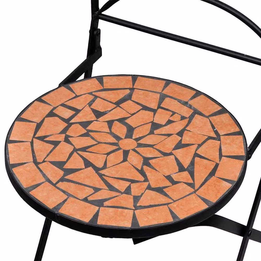 Berkfield Home Set of 2 Folding Bistro Chairs in Brown Ceramic Terracotta and Metal – 4