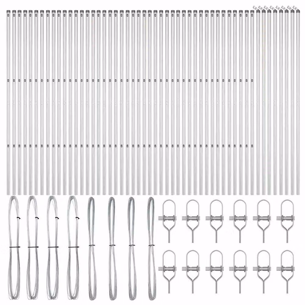 Berkfield Home 52 Pack Rectangular Galvanised Steel Fence Posts in Silver, H: 200 cm, Diameter: 3.2 cm – 2
