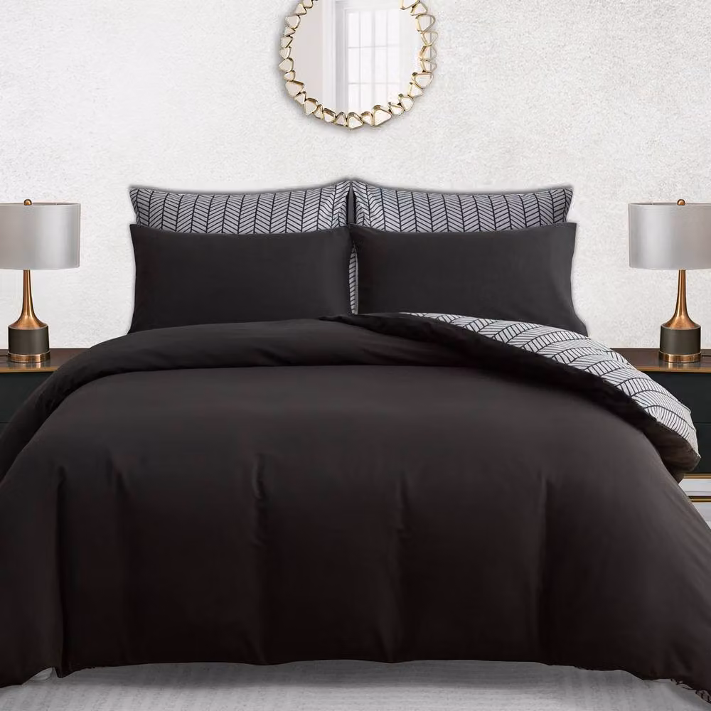 Lazzaro Home Premium Chevron Microfibre Reversible Duvet Cover and Pillowcase Set, Grey, 200 x 200 cm – 5
