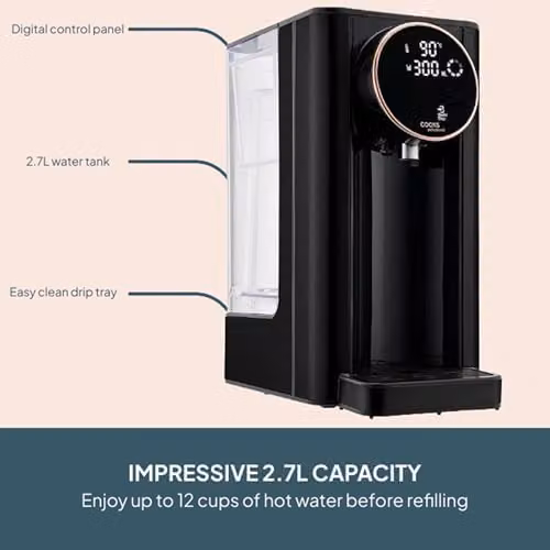 Cooks Professional Digital Hot Water Dispenser 2600W with 2.7L Tank in Black and Rose Gold – 4