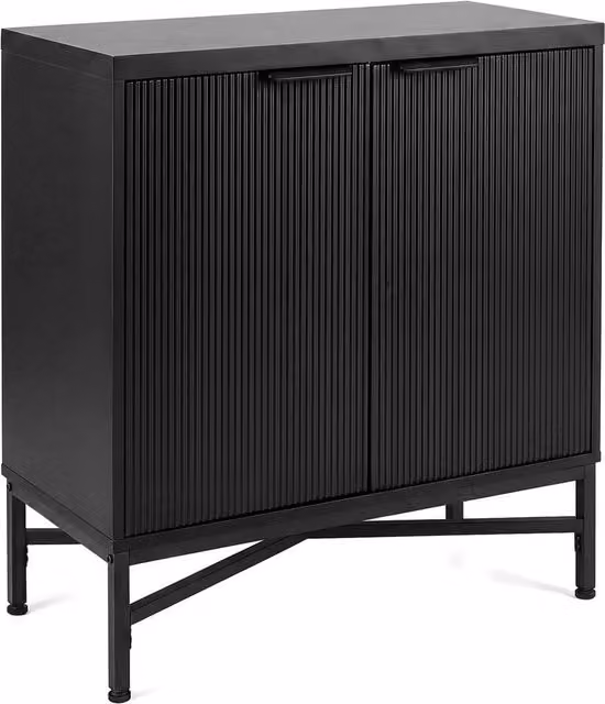VOGREX Black Fluted Sideboard with 2 Doors and Adjustable Shelves