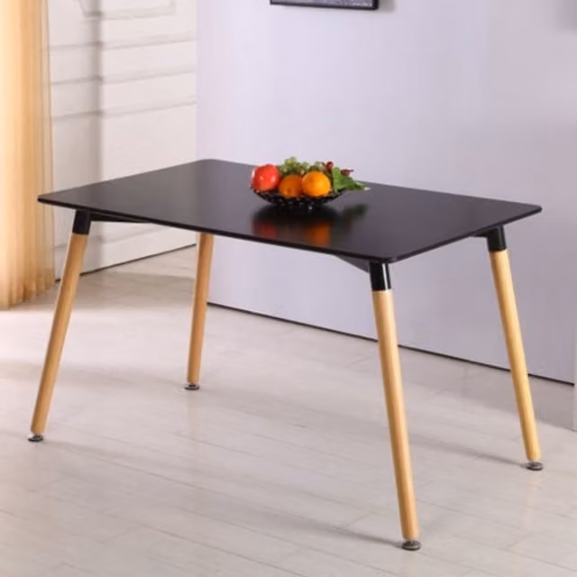 Life Interiors Single Halo Rectangular Modern Dining Table in Black Matt MDF
