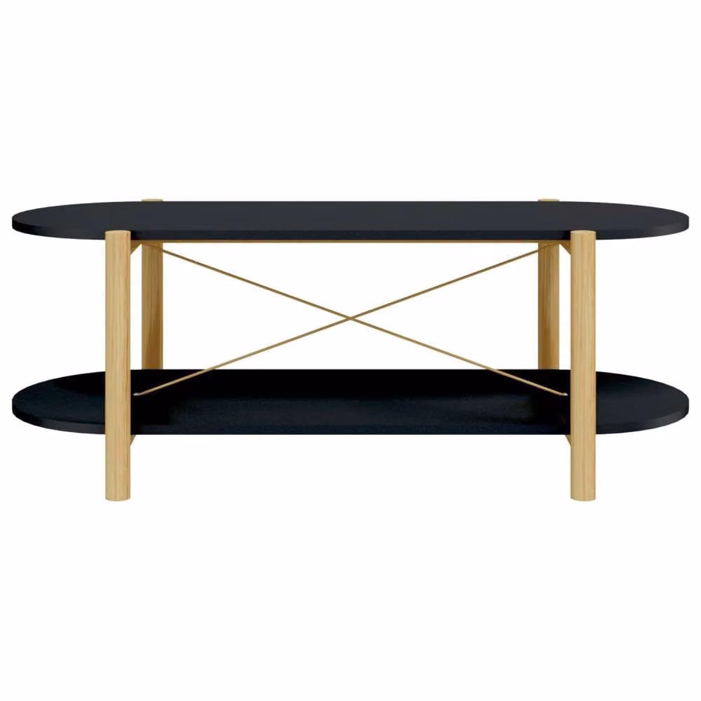 Berkfield Home Black Oval Coffee Table in Engineered Wood, W/D/H: 110 x 48 x 40 cm – 5