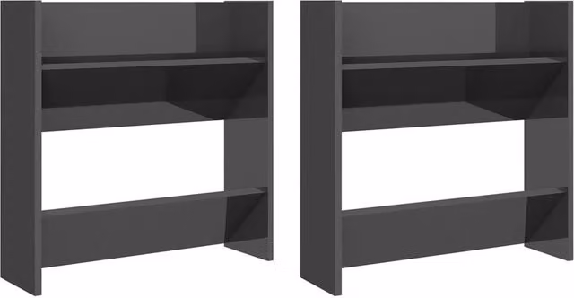 Berkfield Home Set of 2 High Gloss Grey Wall Mounted Shoe Cabinets W/D/H: 60 x 18 x 60 cm – 1