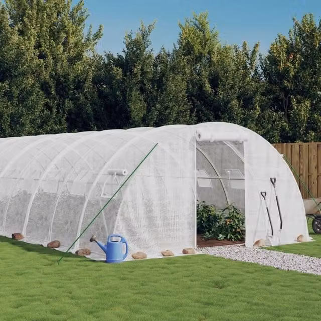 Berkfield Home White Steel Frame Greenhouse W/D/H: 8 x 4 x 2 m – 1