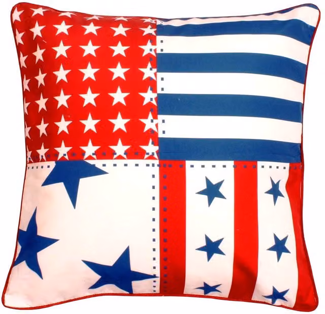 Velosso Stars and Stripes Multicolour Square Filled Cushion, W x D: 43 x 43 cm – 1