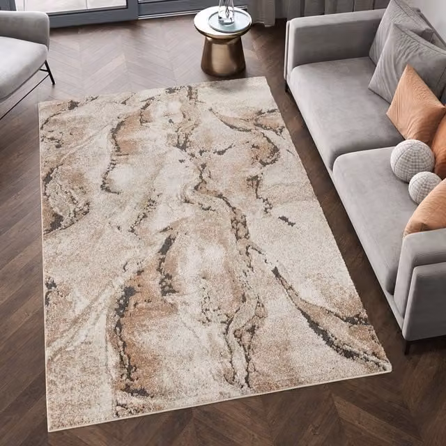 Desire Rugs Essence Aura Rustic Abstract Living Room Area Rug in Terracotta and Multicolour, W: 200 cm, D: 290 cm